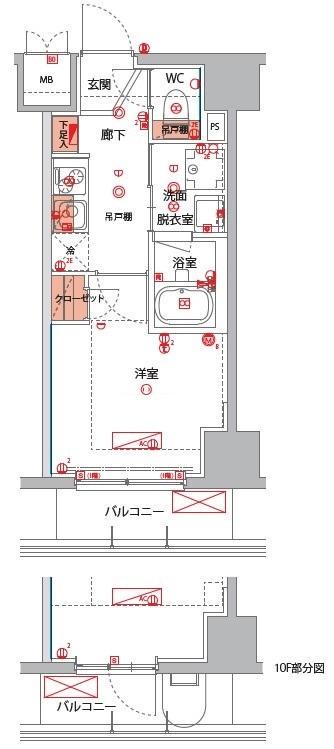 ハーモニーレジデンス横浜大通り公園EIRAKU 10階階 間取り
