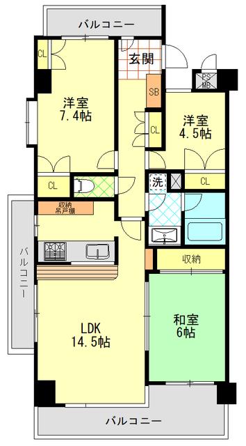 シェリーヒルズ横浜 9階階 間取り