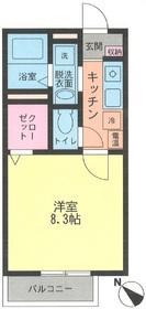 サンオータムⅡ(1K/1階)の間取り写真