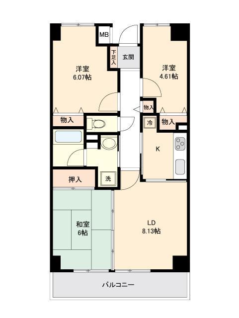 アーバンパーク市ヶ尾(3LDK/1階)の間取り写真