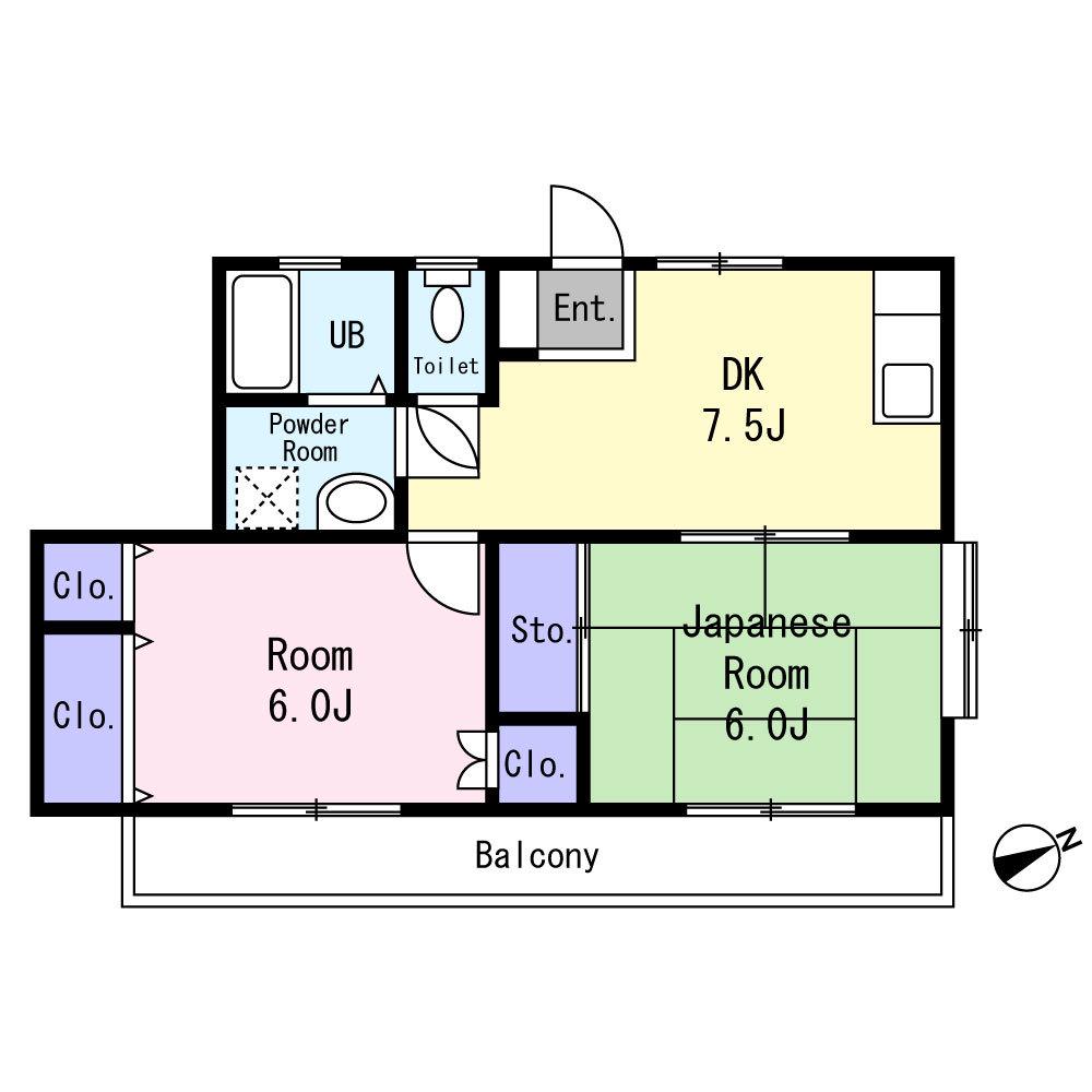 グリーンパーク(2DK/2階)の間取り写真