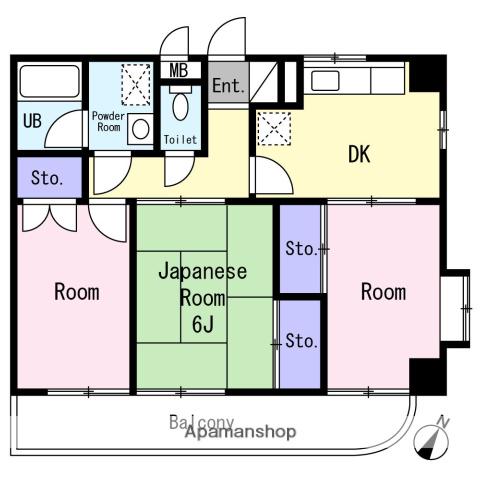 パルフルール(3DK/3階)の間取り写真