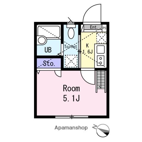 ビリオンハーバーⅥ(1K/2階)の間取り写真