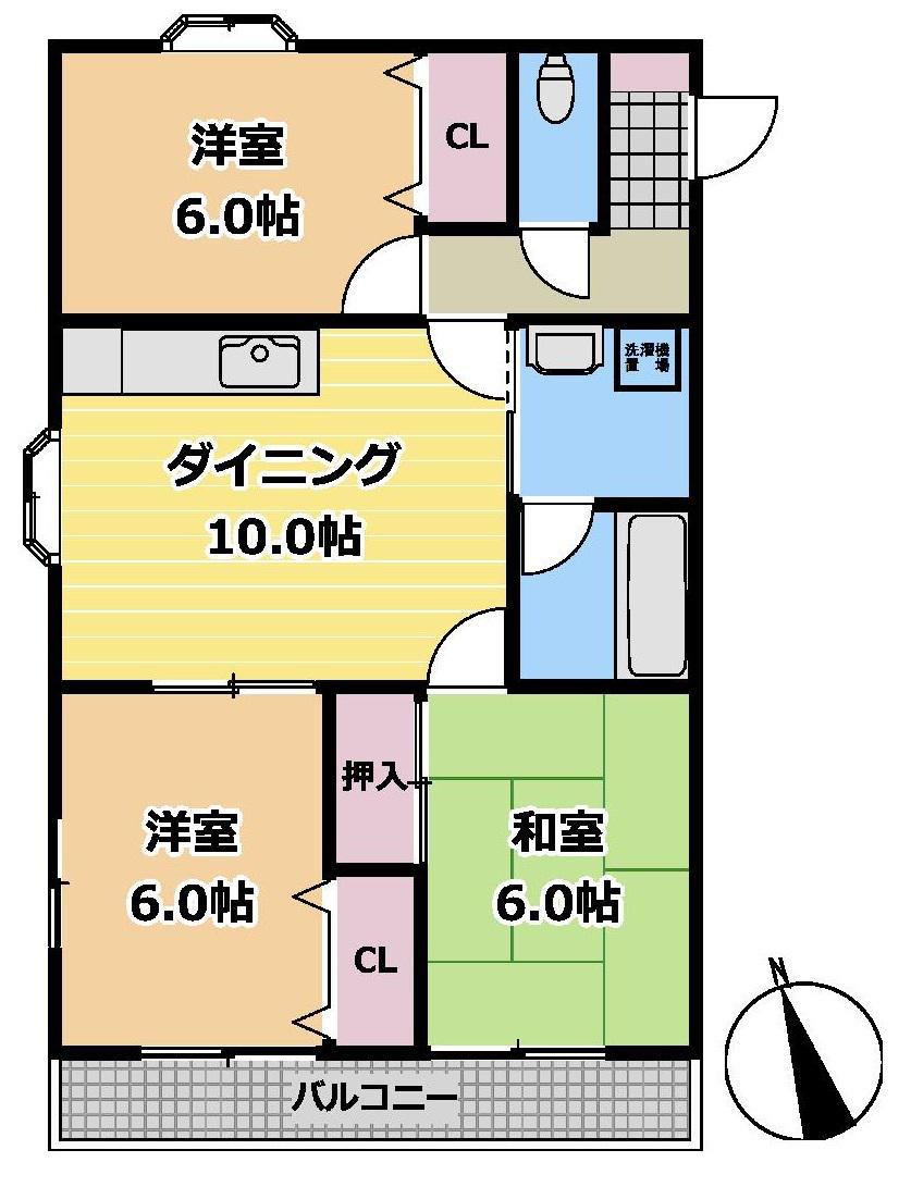 グリーンヒル(3LDK/2階)の間取り写真