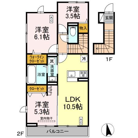 D-ROOMすみよし台 A(3LDK/2階)の間取り写真