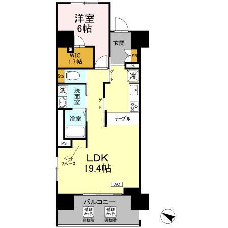 リーラ横浜川和町(1LDK/7階)の間取り写真