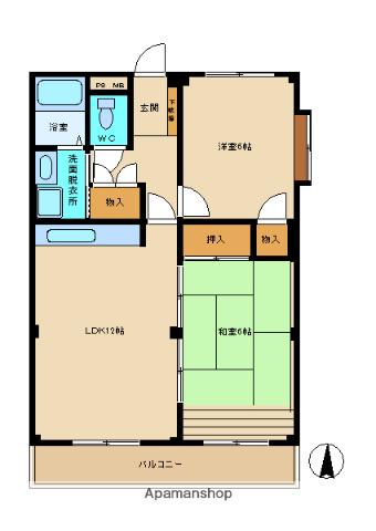 サンシャイン片倉(2LDK/2階)の間取り写真