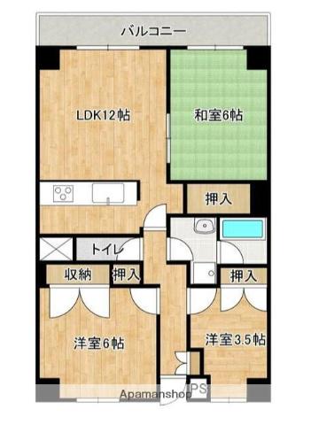 ヒルサイドヤマキビル(3LDK/3階)の間取り写真