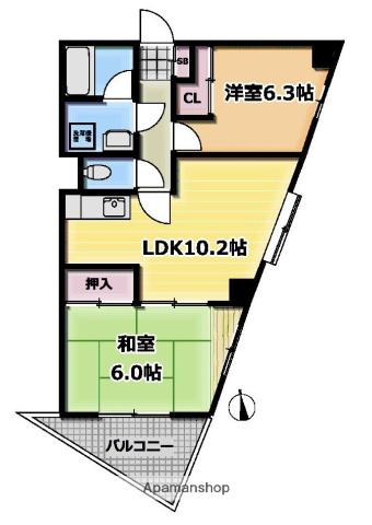 コンフォート(2LDK/3階)の間取り写真