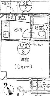 TDビル(1K/3階)の間取り写真