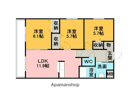 グラシア(3LDK/2階)の間取り写真