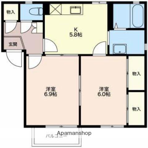 リンデンバウム(2K/2階)の間取り写真