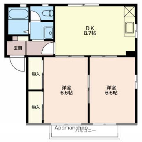 グリーンヒルズB(2DK/1階)の間取り写真