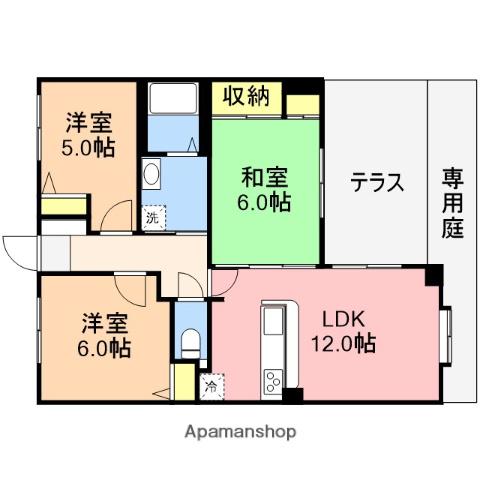 ダイアパレス上山(3LDK/1階)の間取り写真