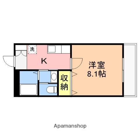 ヒルズ白山浦(1K/2階)の間取り写真