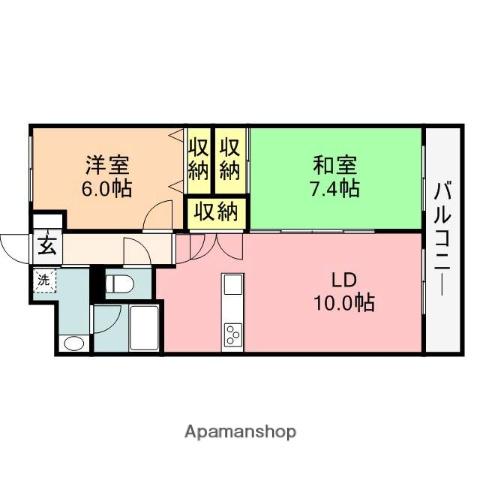 リファーレ新和(2LDK/4階)の間取り写真