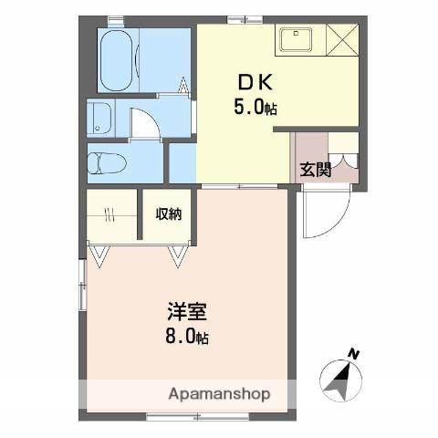 サンモール・明石(1K/2階)の間取り写真
