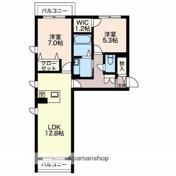 ウェルデンス上所島 壱番館(2LDK/3階)の間取り写真