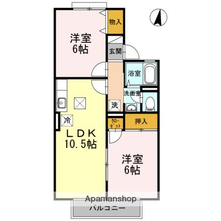 パークタウン新和C棟(2LDK/2階)の間取り写真