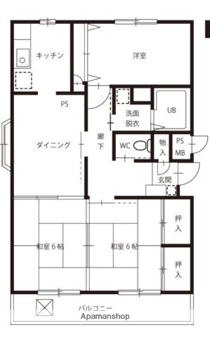 ファミーユ小金A(3DK/2階)の間取り写真