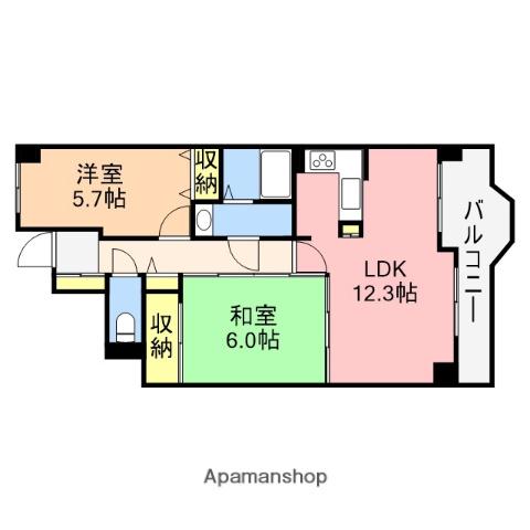 レールシティ幸西(2LDK/5階)の間取り写真