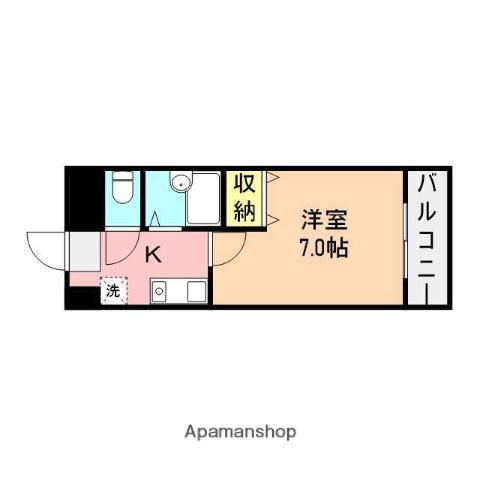 ウォーターフロント礎町(1K/2階)の間取り写真