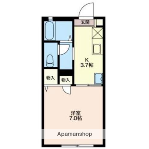 W.V.21(1K/1階)の間取り写真