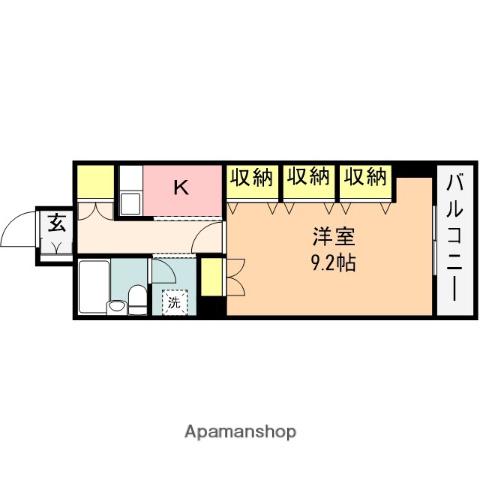 ヴェルドミール万代(1K/8階)の間取り写真