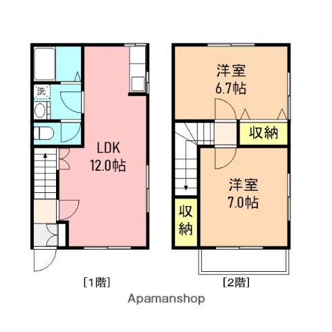 グランディールⅡ(2LDK/1階)の間取り写真