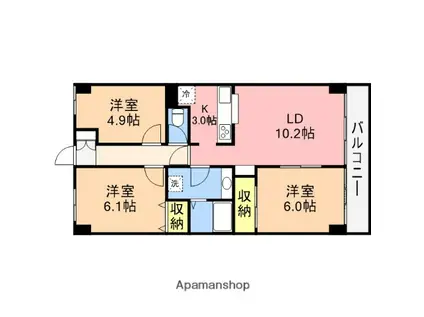 ダイアパレス医学町(3LDK/14階)の間取り写真