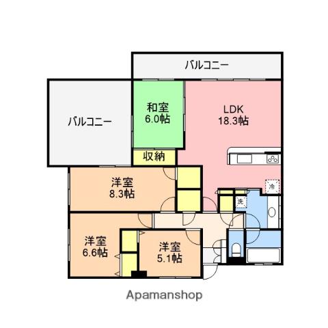 ナポレ川岸町(4LDK/8階)の間取り写真