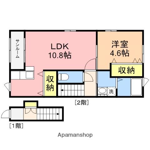メゾン・ド・セルジュ(1LDK/2階)の間取り写真