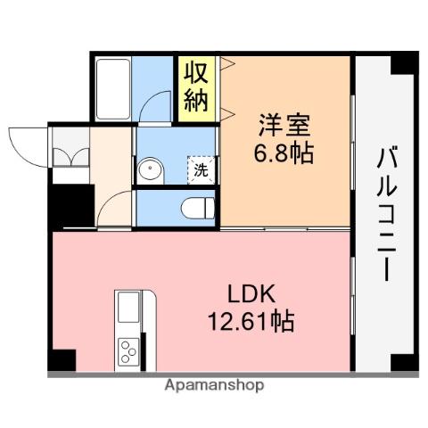 ファーストクラス市民病院前(1LDK/3階)の間取り写真