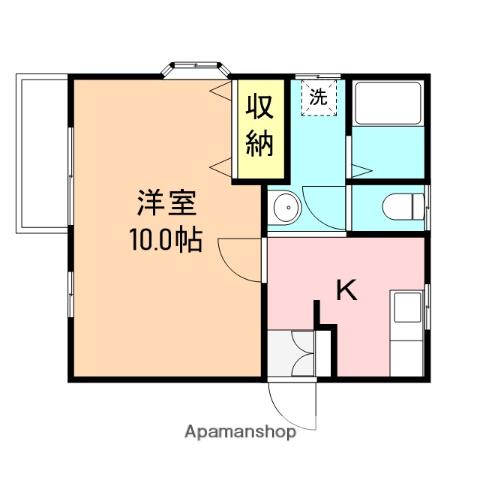 ブラウン(1K/2階)の間取り写真