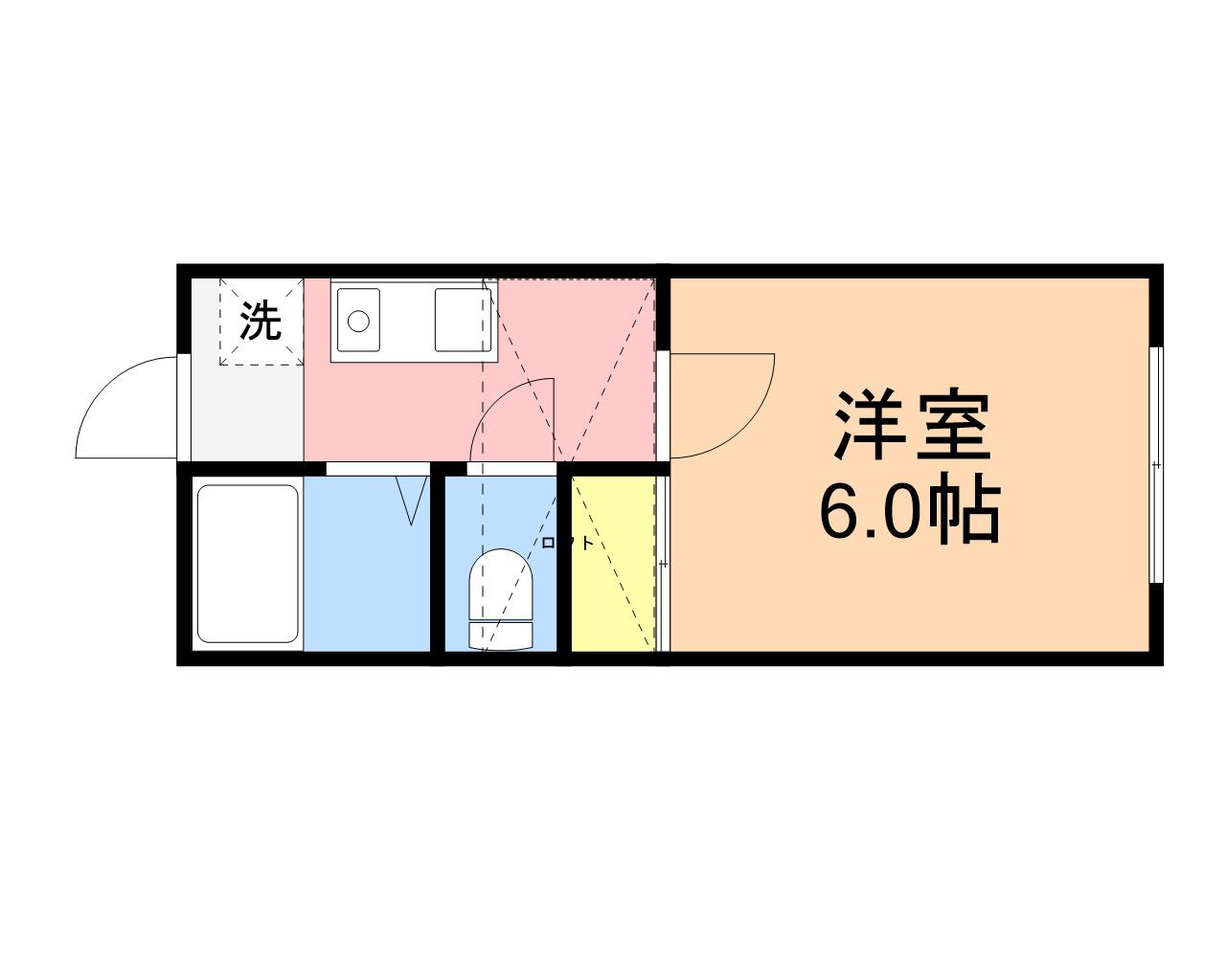 アクアノムラA棟(1K/1階)の間取り写真