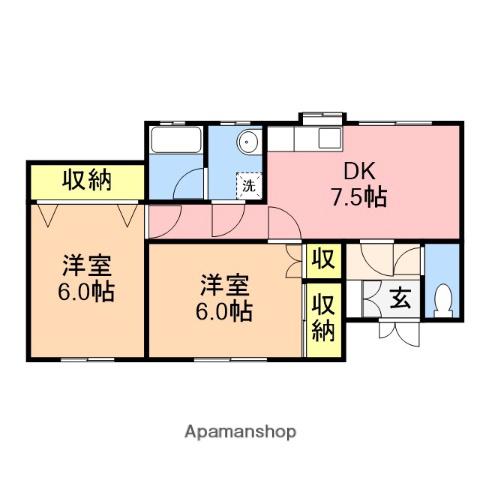 新潟県新潟市中央区 1階建 築57年(2DK)の間取り写真