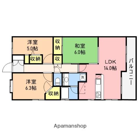ライズ西堀(3LDK/6階)の間取り写真