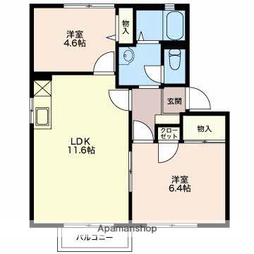 プラムロードB(2LDK/1階)の間取り写真