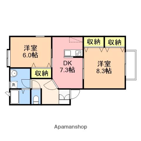 MOAH女池西(2DK/1階)の間取り写真