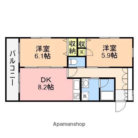 ストーンリバー(2DK/2階)の間取り写真