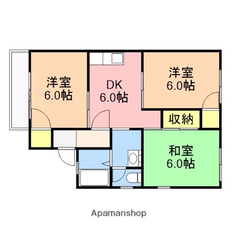 サンライズアベニュー女池(3DK/1階)の間取り写真