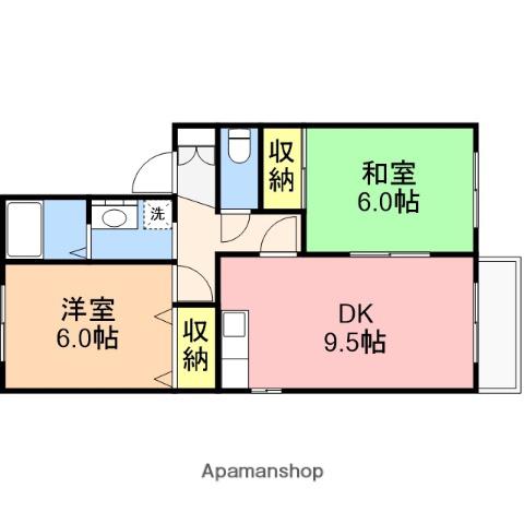 セジュール桜ヶ丘Ⅱ(2DK/1階)の間取り写真