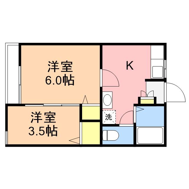グラントム新和Ⅱ(2K/1階)の間取り写真