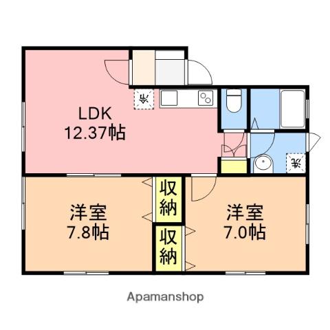 プラセール有楽A(2LDK/1階)の間取り写真