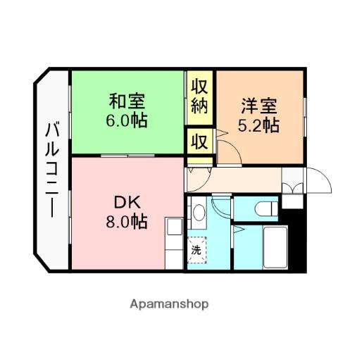 ソイルヴァレー天神(2DK/5階)の間取り写真