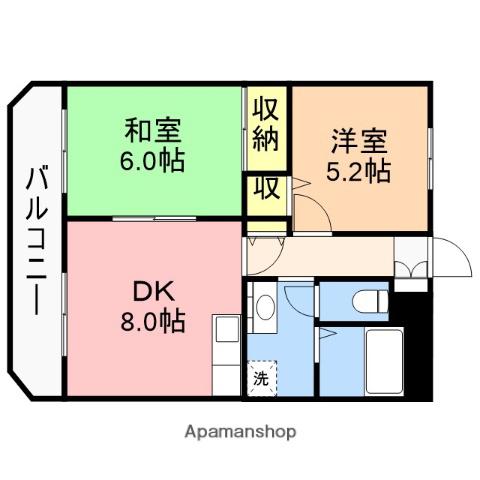 ソイルヴァレー天神(2DK/7階)の間取り写真