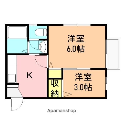 ピジョンB(2K/1階)の間取り写真