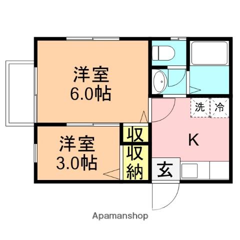 ピジョンB(2K/2階)の間取り写真