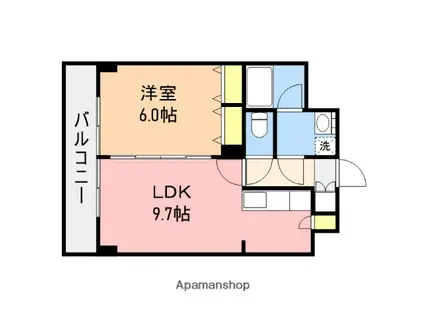 WILLDO礎町(1LDK/8階)の間取り写真