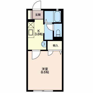 フルール K(1K/1階)の間取り写真